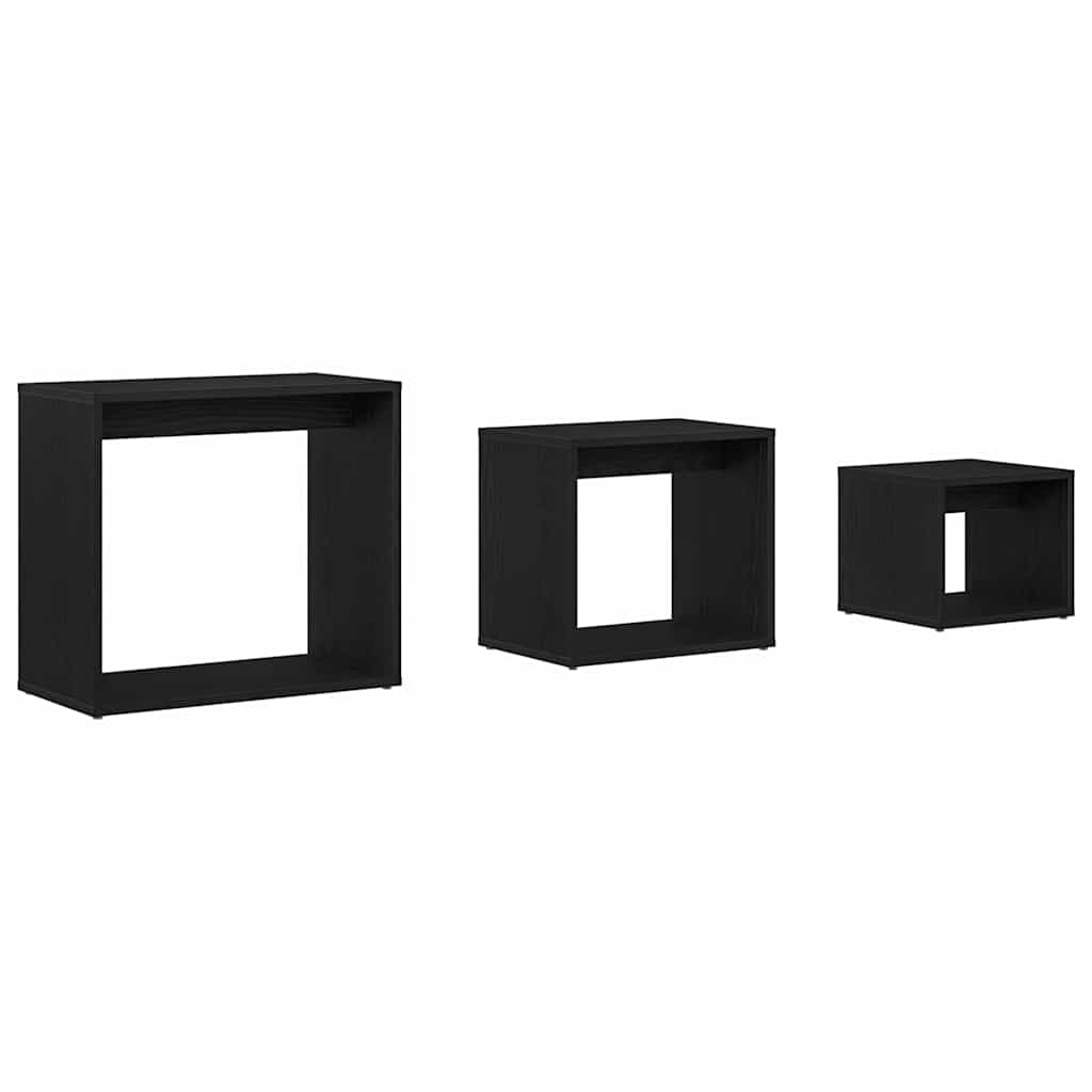 Nestingtisch 3 stk. Schwarz Eichen-Optik 55 x 30 x 50 cm
