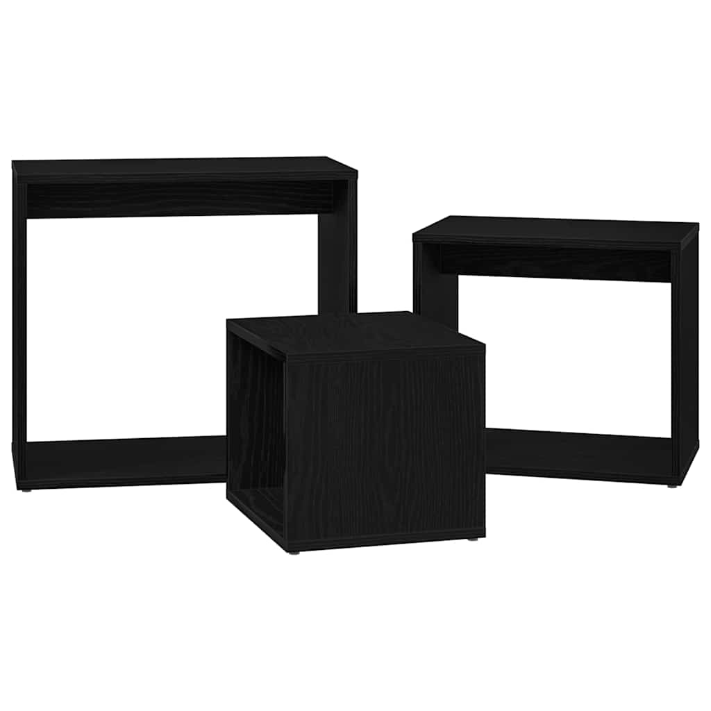 Nestingtisch 3 stk. Schwarz Eichen-Optik 55 x 30 x 50 cm