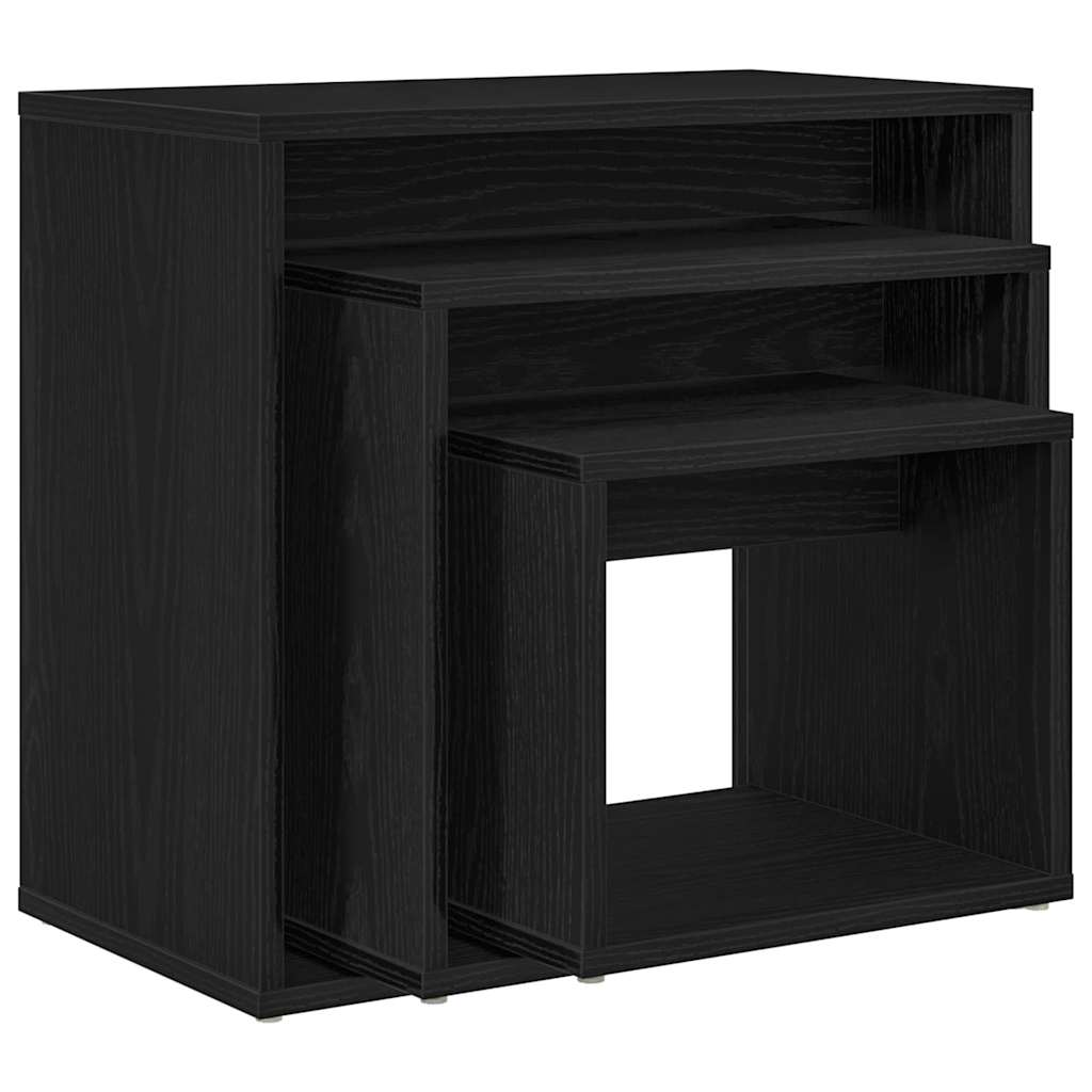 Nestingtisch 3 stk. Schwarz Eichen-Optik 55 x 30 x 50 cm