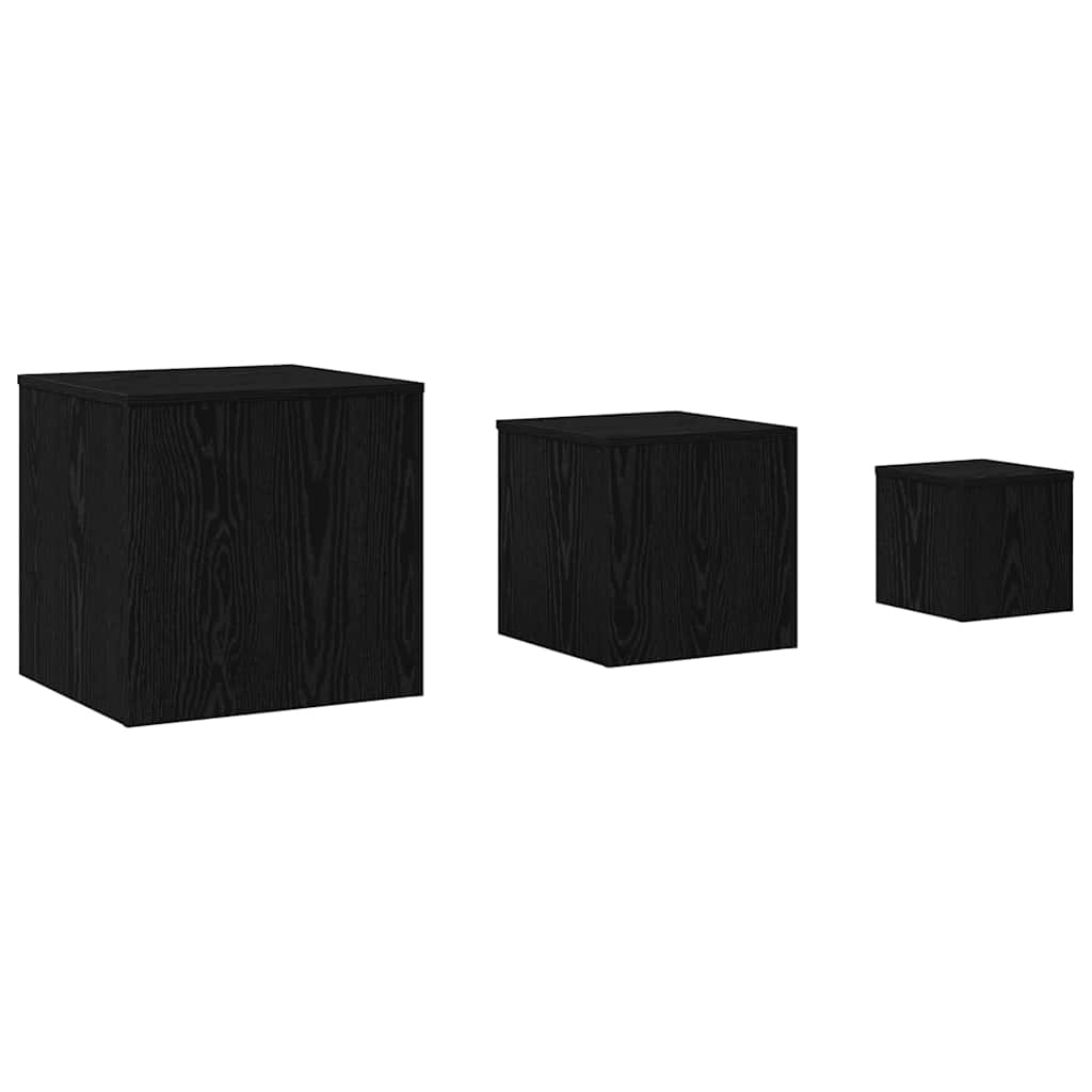 Nestingtisch 3 stk. Schwarz Eichen-Optik 45 x 45 x 45 cm