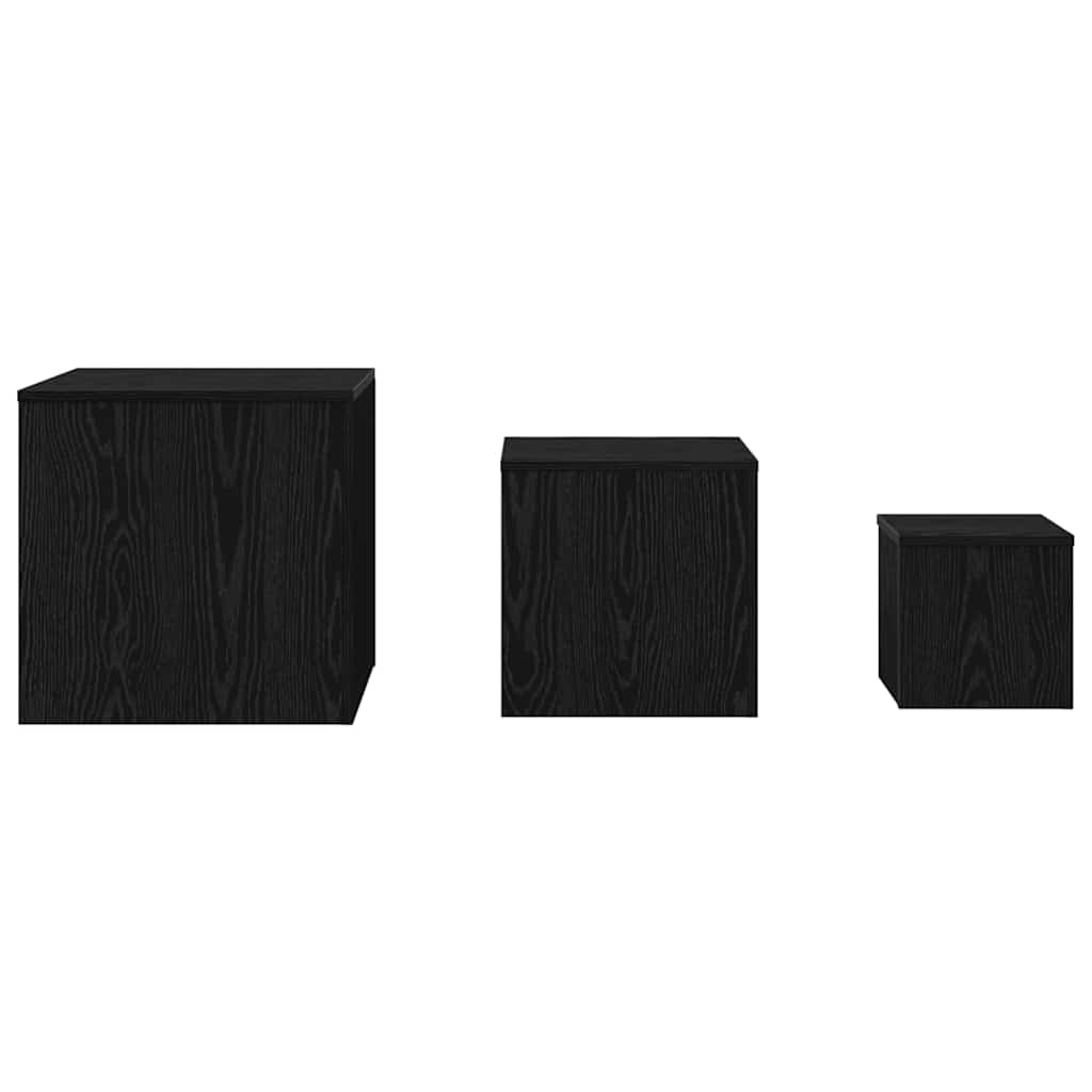 Nestingtisch 3 stk. Schwarz Eichen-Optik 45 x 45 x 45 cm