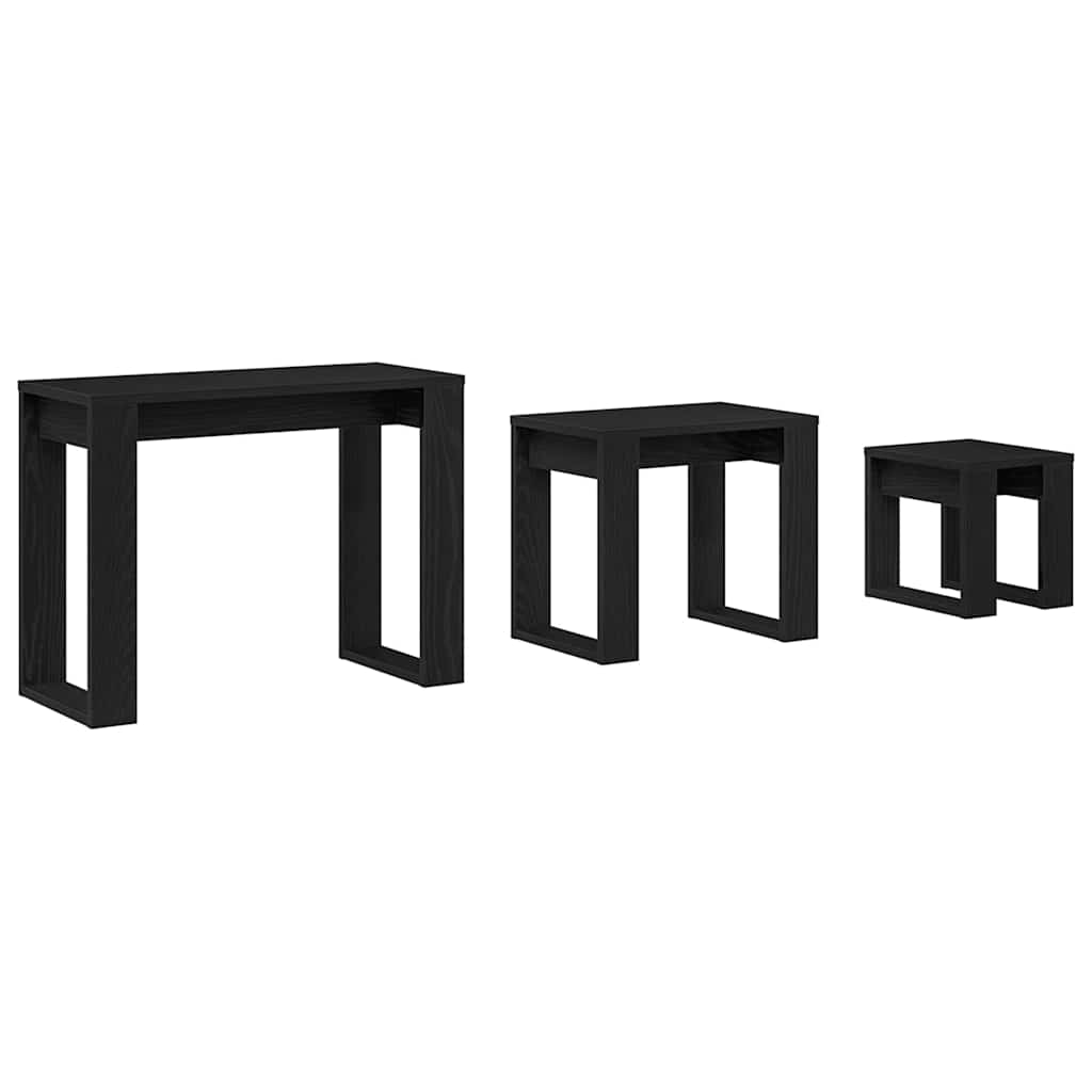 Satztische 3 Stk. Schwarz Eichen-Optik 61 x 28 x 47 cm