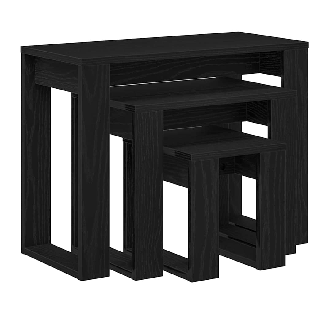 Satztische 3 Stk. Schwarz Eichen-Optik 61 x 28 x 47 cm