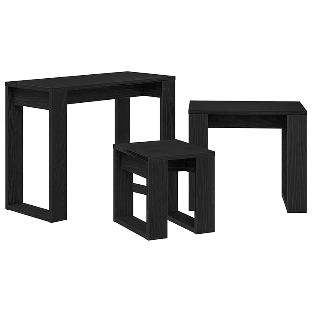 Satztische 3 Stk. Schwarz Eichen-Optik 61 x 28 x 47 cm