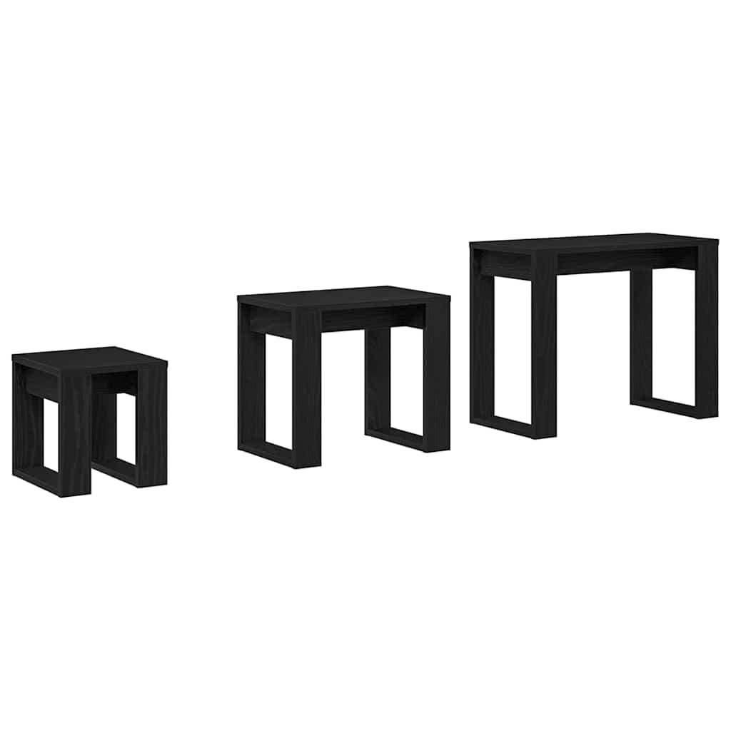 Satztische 3 Stk. Schwarz Eichen-Optik 61 x 28 x 47 cm