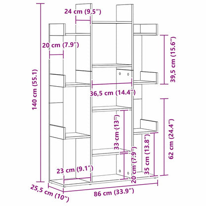 Bücherregal 13 Ebenen 86 x 25,5 x 140 cm Holzwerkstoff