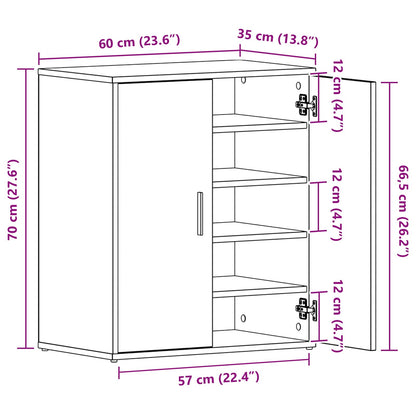 Schuhschrank 60 x 35 x 70 cm Holzwerkstoff Schwarz Eichen-Optik