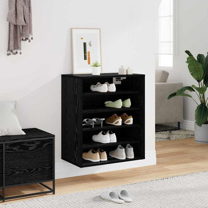 Schuhschrank 60 x 35 x 70 cm Holzwerkstoff Schwarz Eichen-Optik