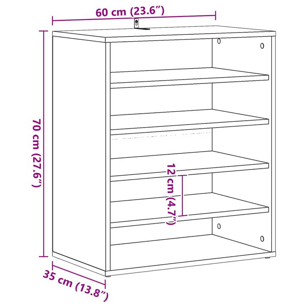 Schuhschrank 60 x 35 x 70 cm Holzwerkstoff Schwarz Eichen-Optik