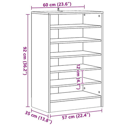 Schuhschrank 60 x 35 x 92 cm Holzwerkstoff Schwarz Eichen-Optik