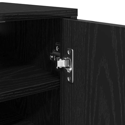 Schuhschrank 32 x 35 x 92 cm Holzwerkstoff Schwarz Eichen-Optik