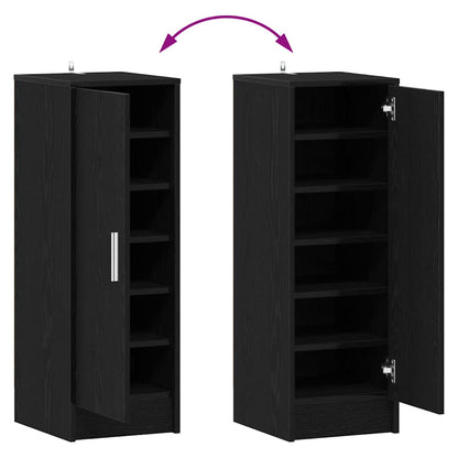 Schuhschrank 32 x 35 x 92 cm Holzwerkstoff Schwarz Eichen-Optik