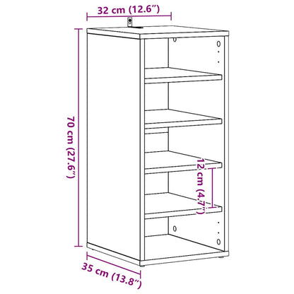 Schuhschrank 32 x 35 x 70 cm Holzwerkstoff Schwarz Eichen-Optik
