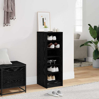Schuhschrank 32 x 35 x 90 cm Holzwerkstoff Schwarz Eichen-Optik