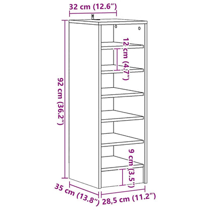 Schuhschrank 32 x 35 x 90 cm Holzwerkstoff Schwarz Eichen-Optik