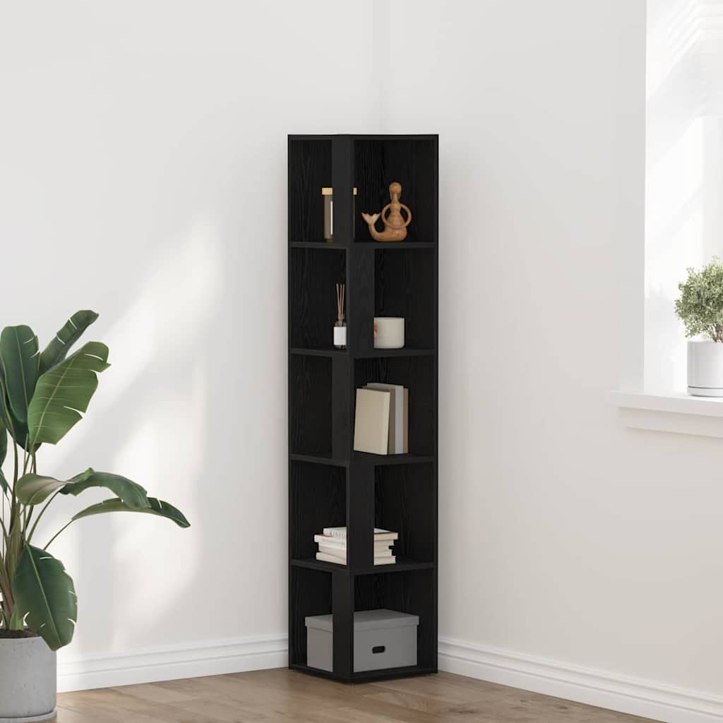Eckregale 33 x 33 x 165 cm Holzwerkstoff Schwarz Eichen-Optik
