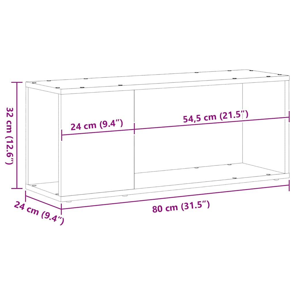 TV-Schrankset 80 x 24 x 32 cm Schwarz Eichen-Optik