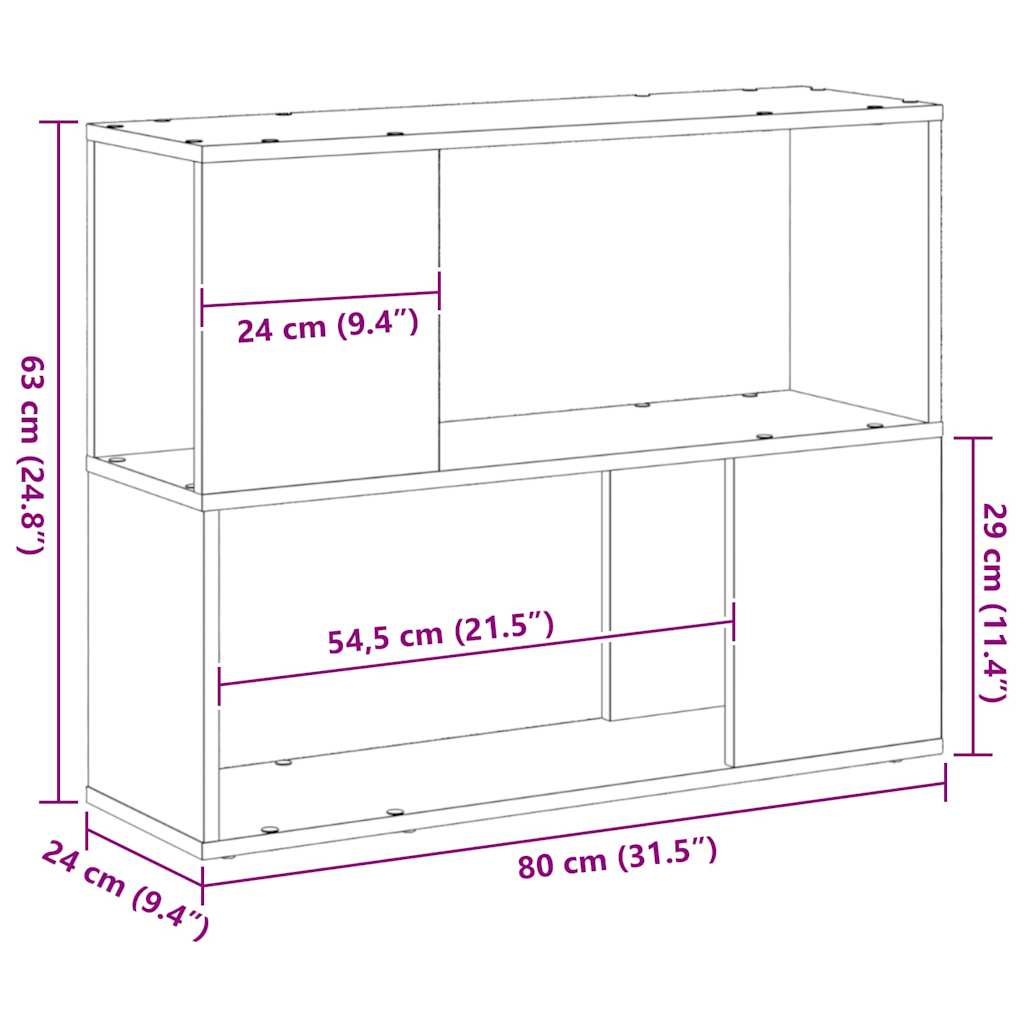 TV-Schrankset 80 x 24 x 63 cm Schwarz Eichen-Optik