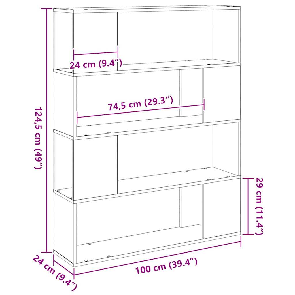 TV-Schrankset 100 x 24 x 124,5 cm Schwarz Eichen-Optik