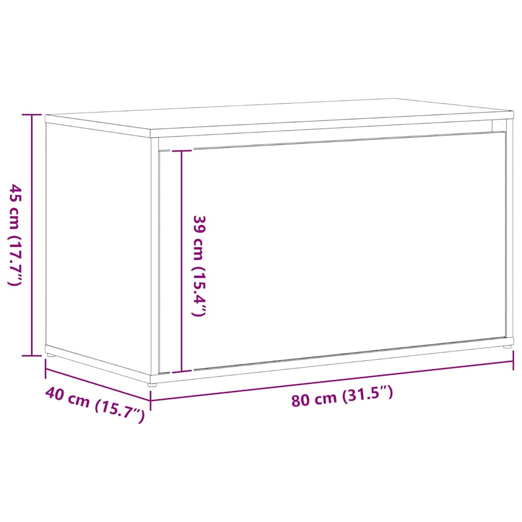 Flurbank Schwarz Eichen-Optik 80 x 40 x 45 cm Holzwerkstoff