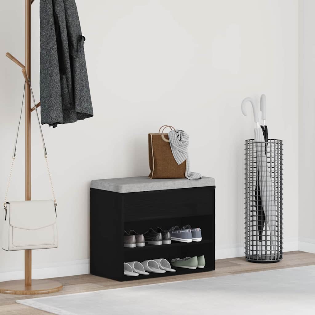 Schuhbank 60 x 30 x 45 cm Holzwerkstoff Schwarz Eichen-Optik