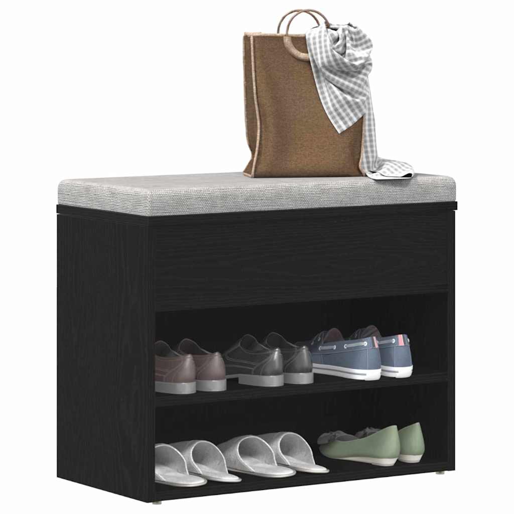 Schuhbank 60 x 30 x 45 cm Holzwerkstoff Schwarz Eichen-Optik