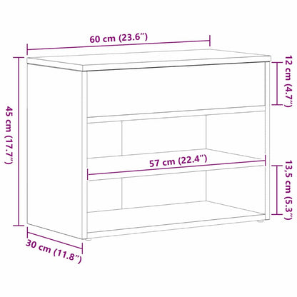 Schuhbank 60 x 30 x 45 cm Holzwerkstoff Schwarz Eichen-Optik