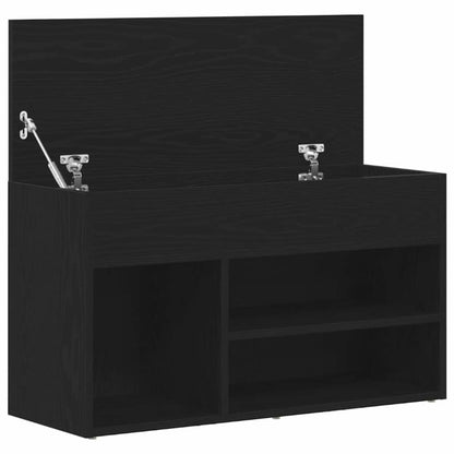 Schuhbank 80 x 30 x 45 cm Holzwerkstoff Schwarz Eichen-Optik