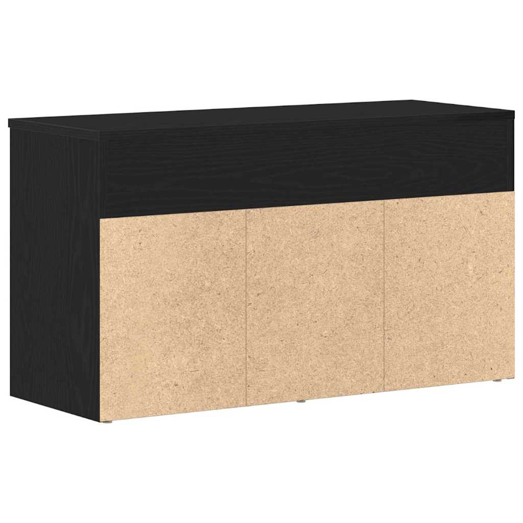Schuhbank 80 x 30 x 45 cm Holzwerkstoff Schwarz Eichen-Optik