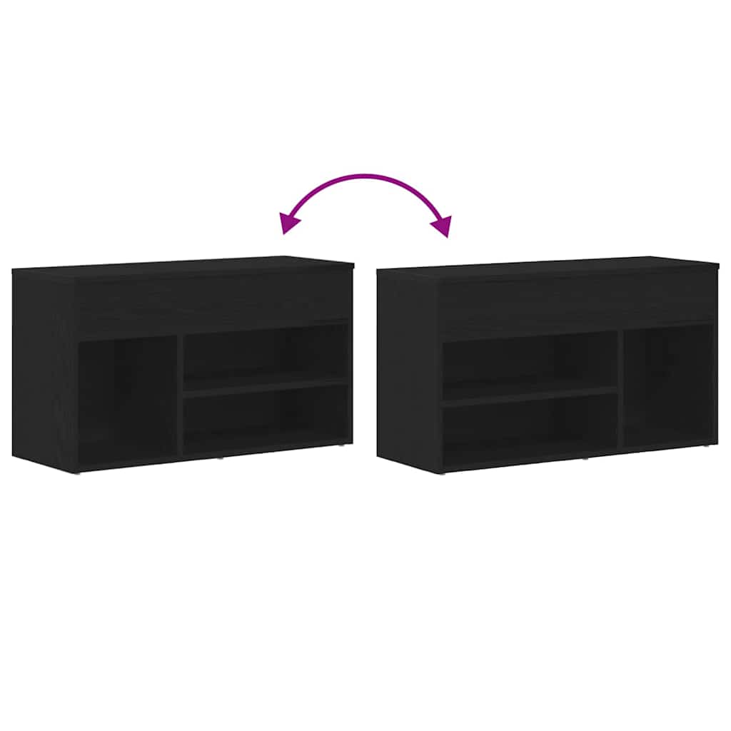 Schuhbank 80 x 30 x 45 cm Holzwerkstoff Schwarz Eichen-Optik