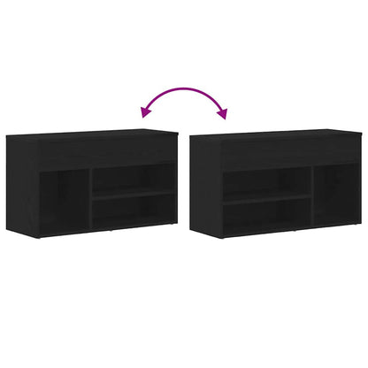 Schuhbank 80 x 30 x 45 cm Holzwerkstoff Schwarz Eichen-Optik