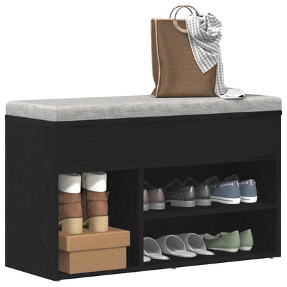 Schuhbank 80 x 30 x 45 cm Holzwerkstoff Schwarz Eichen-Optik