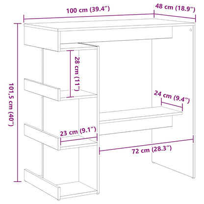 Bartisch 100 x 48 x 101,5 cm Holzwerkstoff Schwarz Eichen-Optik