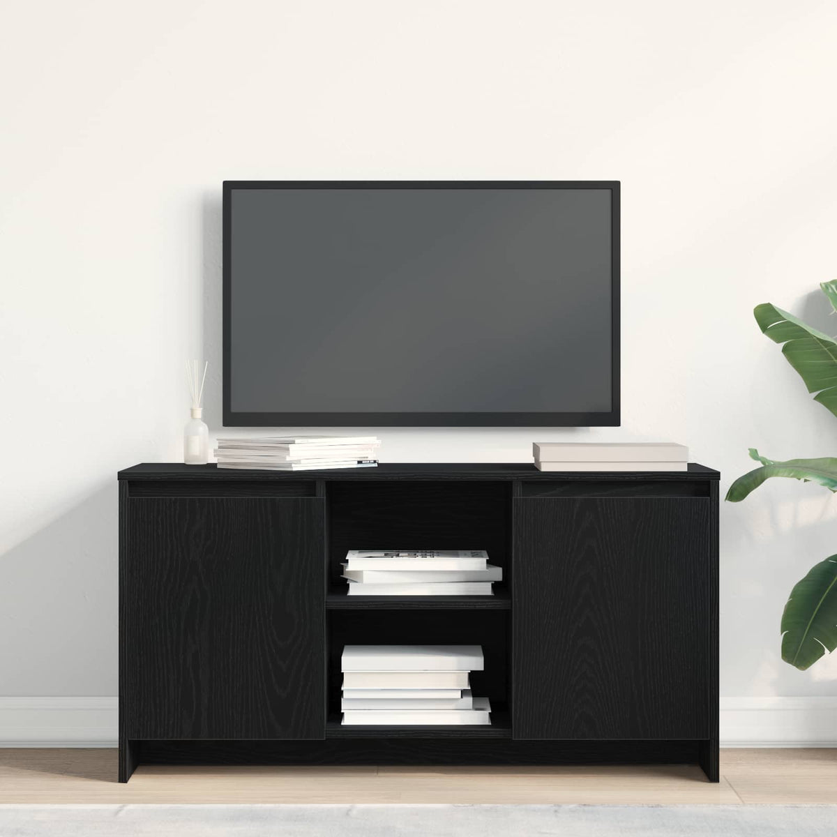 TV-Schränk 102 x 37,5 x 52,5 cm Schwarz Eichen-Optik