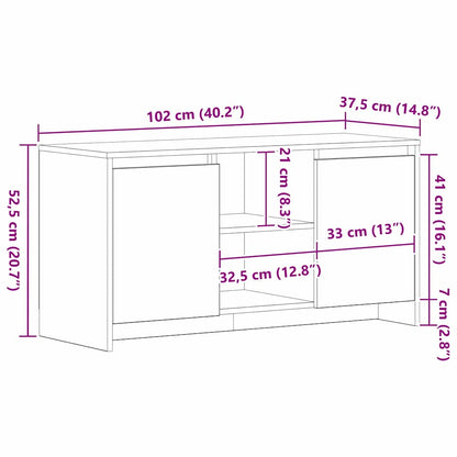 TV-Schränk 102 x 37,5 x 52,5 cm Schwarz Eichen-Optik