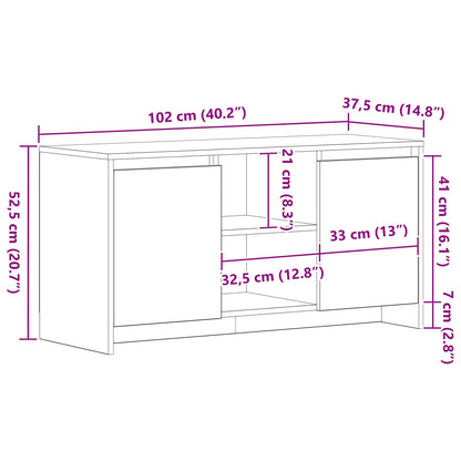 TV-Schränk 102 x 37,5 x 52,5 cm Schwarz Eichen-Optik