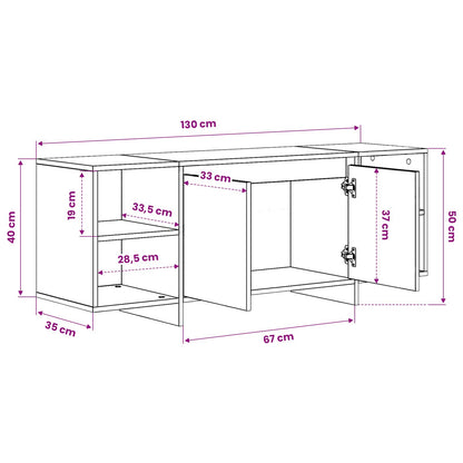 TV-Schränk 130 x 35 x 50 cm Schwarz Eichen-Optik Holzwerkstoff