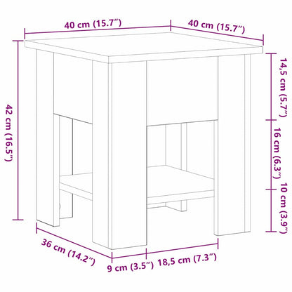 Couchtisch Schwarz Eichen-Optik 40 x 40 x 42 cm Holzwerkstoff