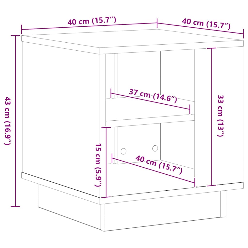Couchtisch Schwarz Eichen-Optik 40 x 40 x 43 cm Holzwerkstoff