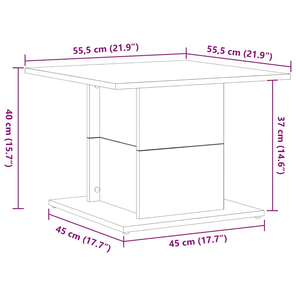 Couchtisch Schwarz Eichen-Optik 55.5 x 55.5 x 40 cm