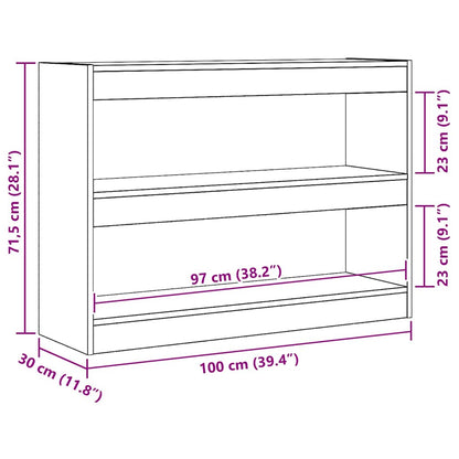 Bücherregal 2 Ebenen 100 x 30 x 72 cm Holzwerkstoff