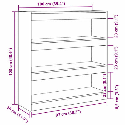 Bücherregal 3 Ebenen 100 x 30 x 103 cm Holzwerkstoff