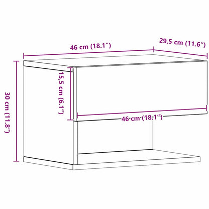 Nachttisch Schwarz Eichen-Optik 46 x 30 x 30 cm Holzwerkstoff