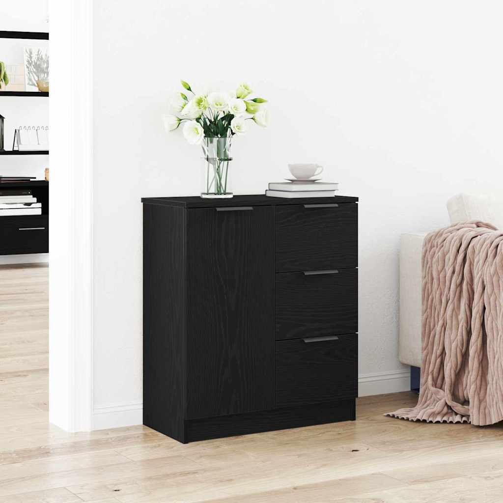 Sideboard Schwarz Eichen-Optik 60 x 30 x 70 cm Holzwerkstoff