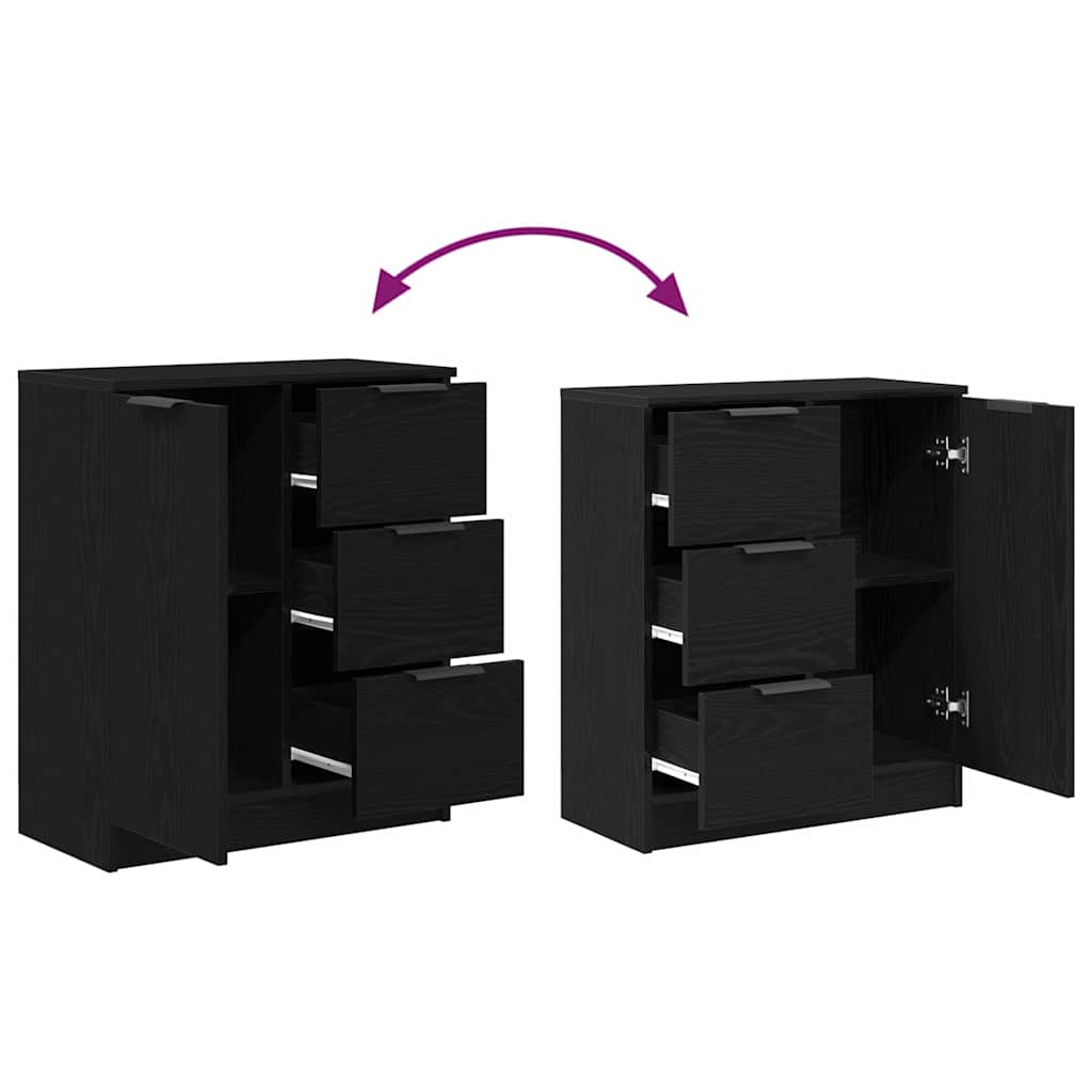 Sideboard Schwarz Eichen-Optik 60 x 30 x 70 cm Holzwerkstoff
