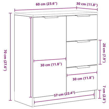 Sideboard Schwarz Eichen-Optik 60 x 30 x 70 cm Holzwerkstoff
