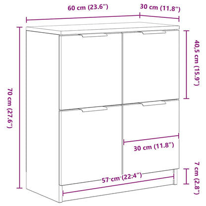 Sideboard Schwarz Eichen-Optik 60 x 30 x 70 cm Holzwerkstoff