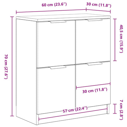 Sideboard Schwarz Eichen-Optik 60 x 30 x 70 cm Holzwerkstoff