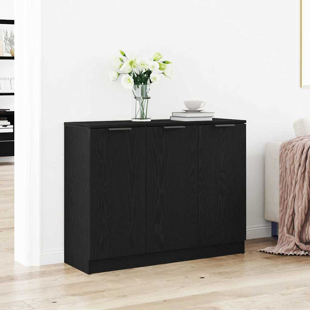 Sideboard Schwarz Eichen-Optik 90,5 x 30 x 70 cm Holzwerkstoff