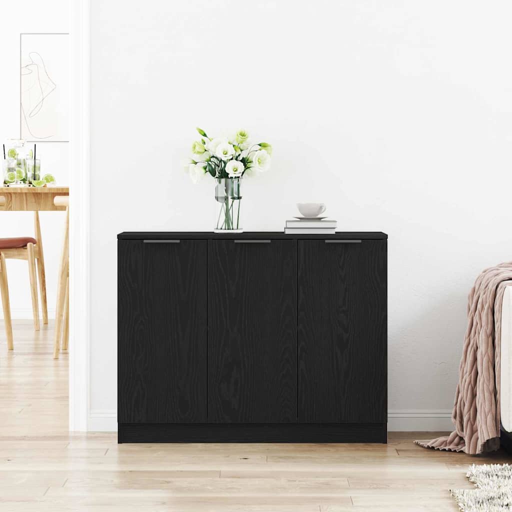 Sideboard Schwarz Eichen-Optik 90,5 x 30 x 70 cm Holzwerkstoff